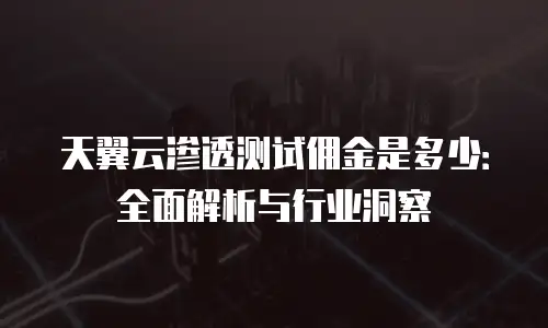 天翼云渗透测试佣金是多少：全面解析与行业洞察