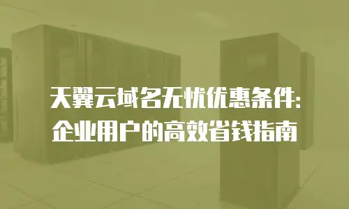 天翼云域名无忧优惠条件：企业用户的高效省钱指南