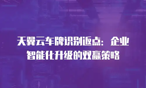 天翼云车牌识别返点：企业智能化升级的双赢策略