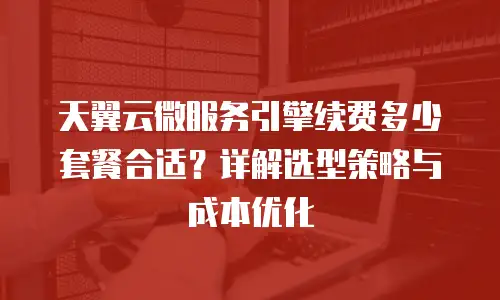 天翼云微服务引擎续费多少套餐合适？详解选型策略与成本优化