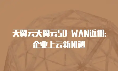 天翼云天翼云SD-WAN返佣：企业上云新机遇