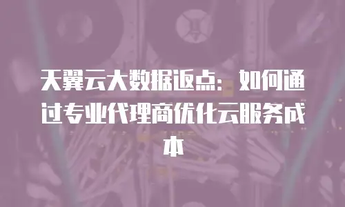 天翼云大数据返点：如何通过专业代理商优化云服务成本