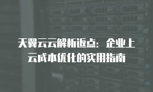 天翼云云解析返点：企业上云成本优化的实用指南