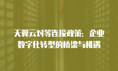 天翼云对等连接政策：企业数字化转型的桥梁与机遇