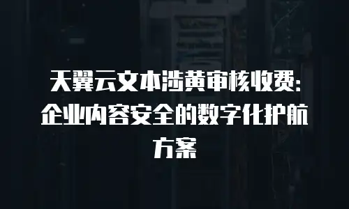 天翼云文本涉黄审核收费：企业内容安全的数字化护航方案