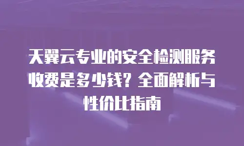 天翼云专业的安全检测服务收费是多少钱？全面解析与性价比指南