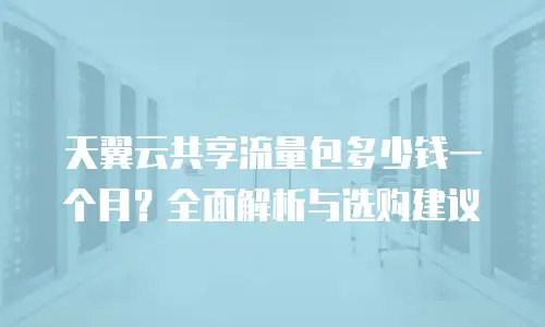 天翼云共享流量包多少钱一个月？全面解析与选购建议