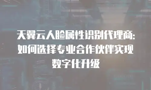 天翼云人脸属性识别代理商：如何选择专业合作伙伴实现数字化升级