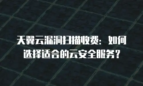 天翼云漏洞扫描收费：如何选择适合的云安全服务？