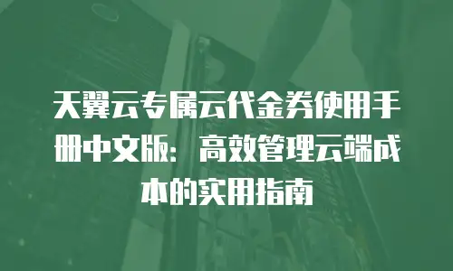 天翼云专属云代金券使用手册中文版：高效管理云端成本的实用指南