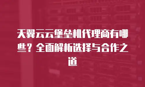 天翼云云堡垒机代理商有哪些？全面解析选择与合作之道