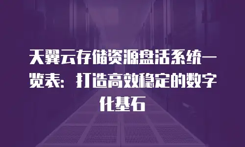 天翼云存储资源盘活系统一览表：打造高效稳定的数字化基石
