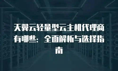 天翼云轻量型云主机代理商有哪些：全面解析与选择指南