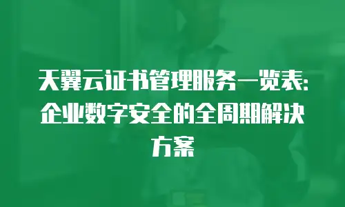天翼云证书管理服务一览表：企业数字安全的全周期解决方案