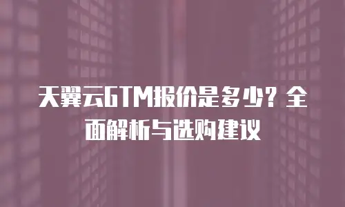 天翼云GTM报价是多少？全面解析与选购建议