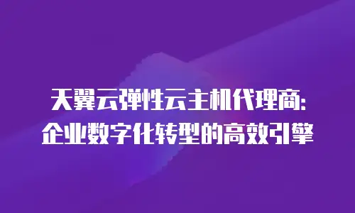天翼云弹性云主机代理商：企业数字化转型的高效引擎