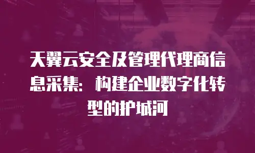 天翼云安全及管理代理商信息采集：构建企业数字化转型的护城河