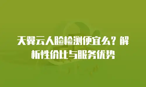 天翼云人脸检测便宜么？解析性价比与服务优势