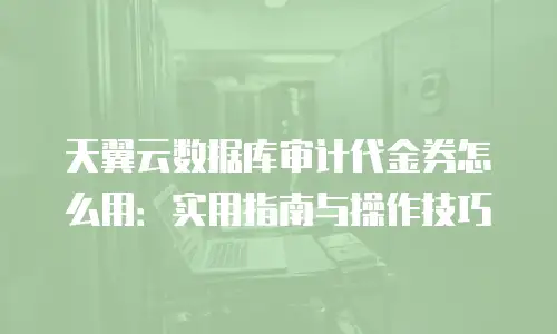 天翼云数据库审计代金券怎么用：实用指南与操作技巧