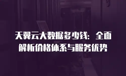 天翼云大数据多少钱：全面解析价格体系与服务优势