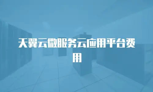 天翼云微服务云应用平台费用