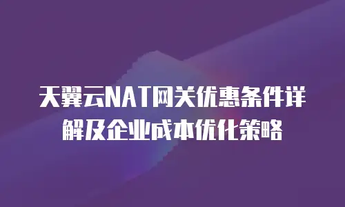 天翼云NAT网关优惠条件详解及企业成本优化策略