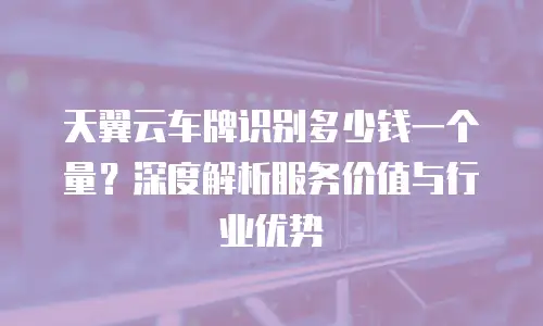 天翼云车牌识别多少钱一个量？深度解析服务价值与行业优势