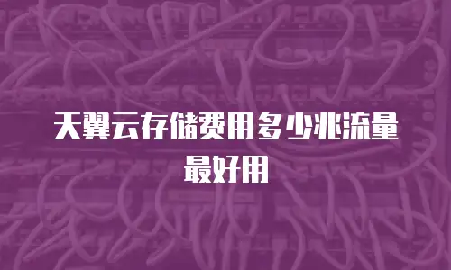 天翼云存储费用多少兆流量最好用
