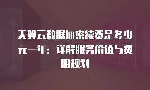 天翼云数据加密续费是多少元一年：详解服务价值与费用规划