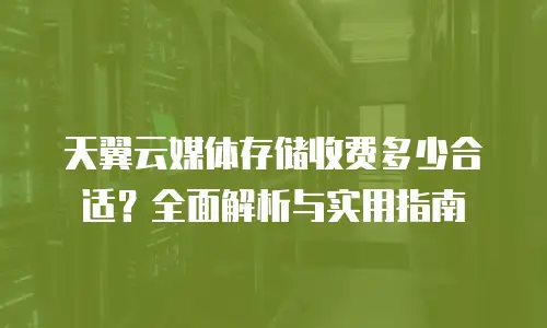 天翼云媒体存储收费多少合适？全面解析与实用指南