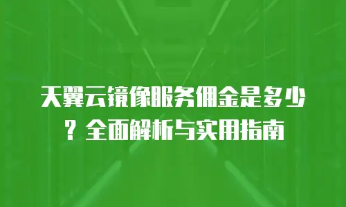 天翼云镜像服务佣金是多少？全面解析与实用指南