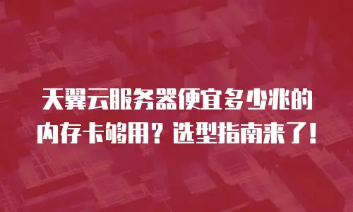 天翼云服务器便宜多少兆的内存卡够用？选型指南来了！