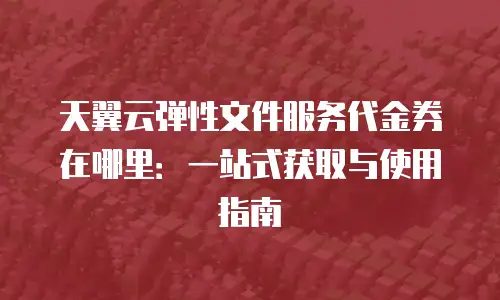 天翼云弹性文件服务代金券在哪里：一站式获取与使用指南