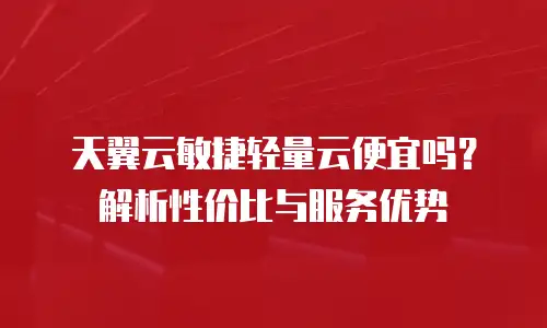 天翼云敏捷轻量云便宜吗？解析性价比与服务优势