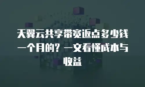 天翼云共享带宽返点多少钱一个月的？一文看懂成本与收益