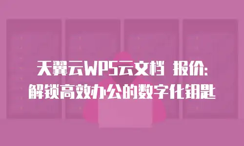 天翼云WPS云文档 报价：解锁高效办公的数字化钥匙