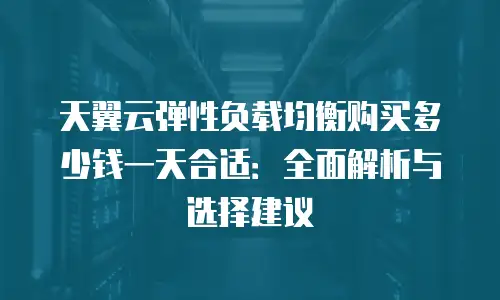 天翼云弹性负载均衡购买多少钱一天合适：全面解析与选择建议