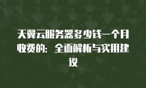 天翼云服务器多少钱一个月收费的：全面解析与实用建议