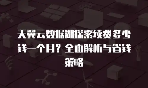 天翼云数据湖探索续费多少钱一个月？全面解析与省钱策略