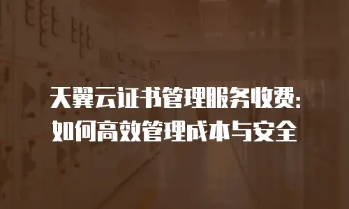 天翼云证书管理服务收费：如何高效管理成本与安全
