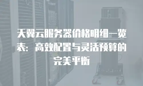 天翼云服务器价格明细一览表：高效配置与灵活预算的完美平衡