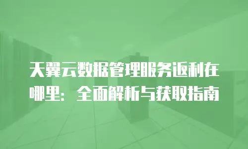 天翼云数据管理服务返利在哪里：全面解析与获取指南