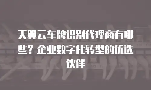 天翼云车牌识别代理商有哪些？企业数字化转型的优选伙伴