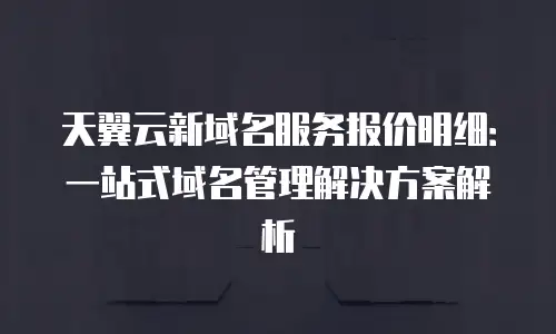 天翼云新域名服务报价明细：一站式域名管理解决方案解析