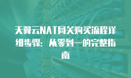 天翼云NAT网关购买流程详细步骤：从零到一的完整指南