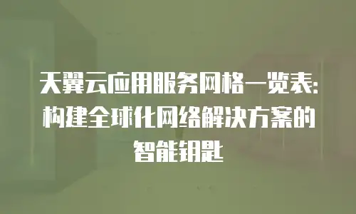 天翼云应用服务网格一览表：构建全球化网络解决方案的智能钥匙