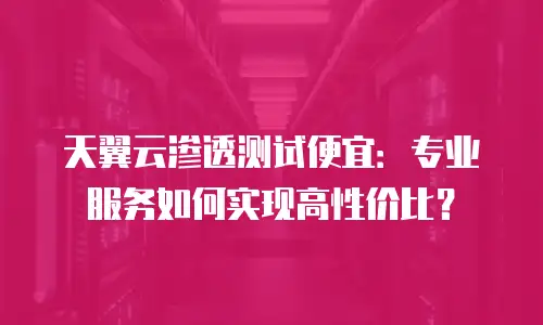 天翼云渗透测试便宜：专业服务如何实现高性价比？