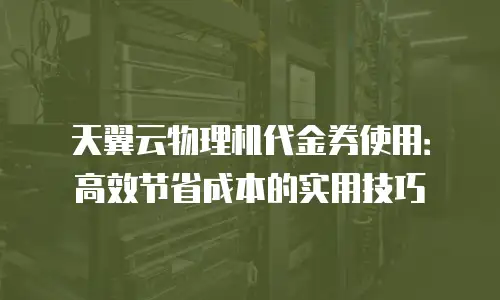 天翼云物理机代金券使用：高效节省成本的实用技巧