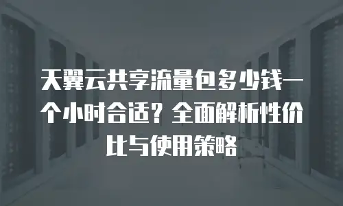 天翼云共享流量包多少钱一个小时合适？全面解析性价比与使用策略