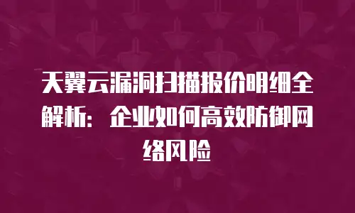 天翼云漏洞扫描报价明细全解析：企业如何高效防御网络风险